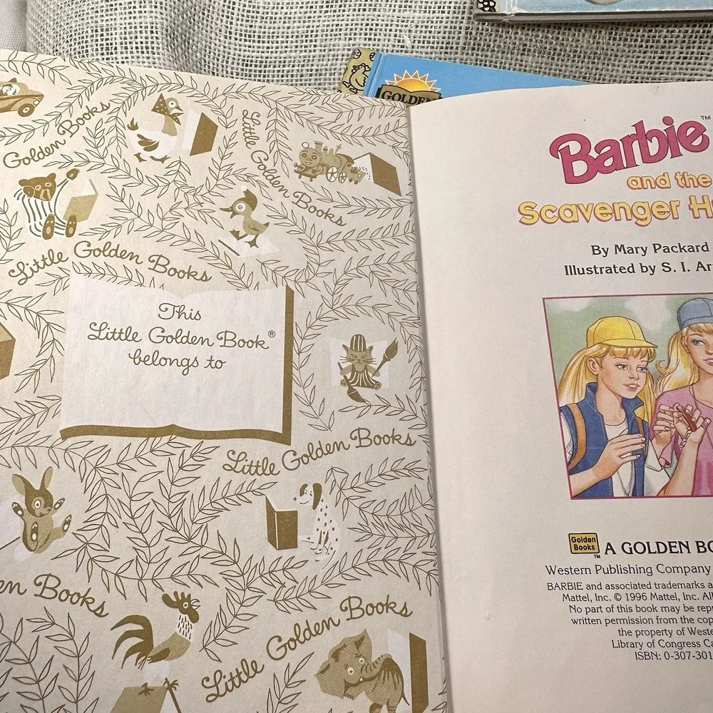 Little Golden Books Lot‎ 4 Poky Little Puppy Scooby Doo Barbie Taxi Kids
